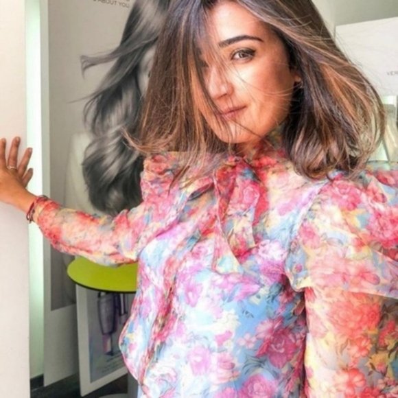 🎊🥳🎉 Host Pick! 🎊🥳🎉 NEW Zara Puff Sleeve Floral Organza Long Blouse - Picture 4 of 15